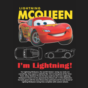 Flash Mcqueen Cars "I'm Lightning" Sublimation Black Edition 