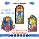 Vitrail Stained Glass Mario and Peach Multilayer