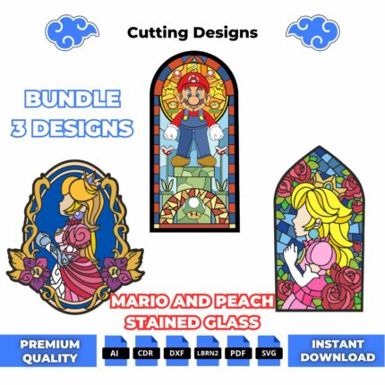 Vitrail Stained Glass Mario and Peach Multilayer