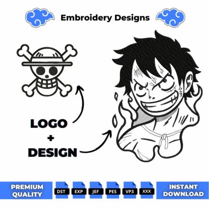 Luffy Embroidery Design