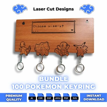 Bundle 100 Pokemon Keychain Holder Laser Cut File