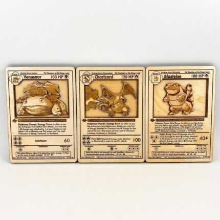 Example Wood Pokemon Card Engraving and Cut with Laser Machine