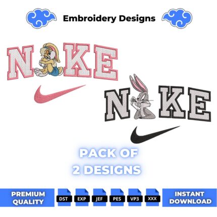 Bundle Lola and Bugs Bunny Swoosh Embroidery Design