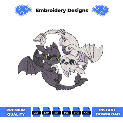Night and Light Yin Yang Embroidery Design