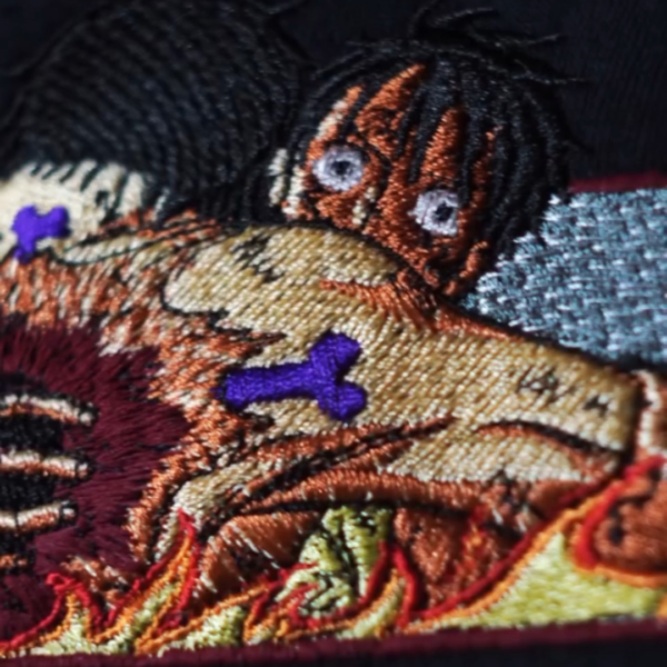 Ace Death Embroidery Design stitched by a customer