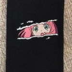 Anya Anime Embroidery Design stitched by a customer
