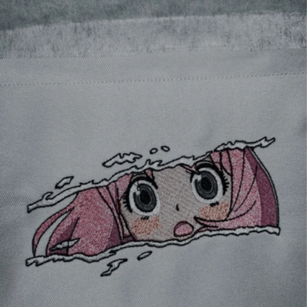 Anya Anime Embroidery Design stitched by a customer