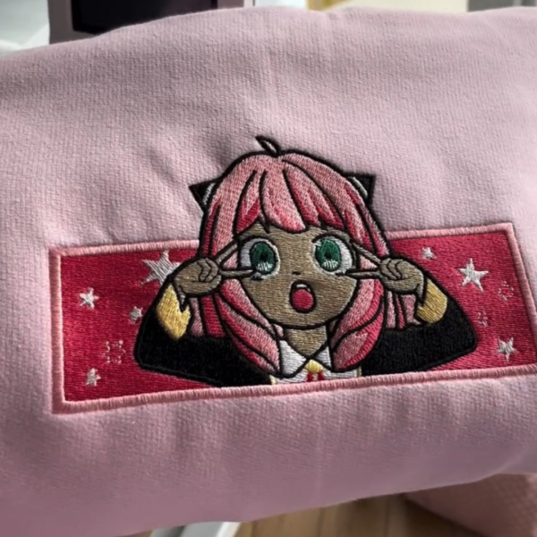 Anya Forger Anime Embroidery Design stitched by a customer