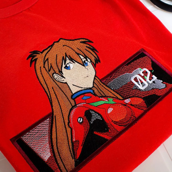 Asuka Anime Embroidery Design stitched by a customer