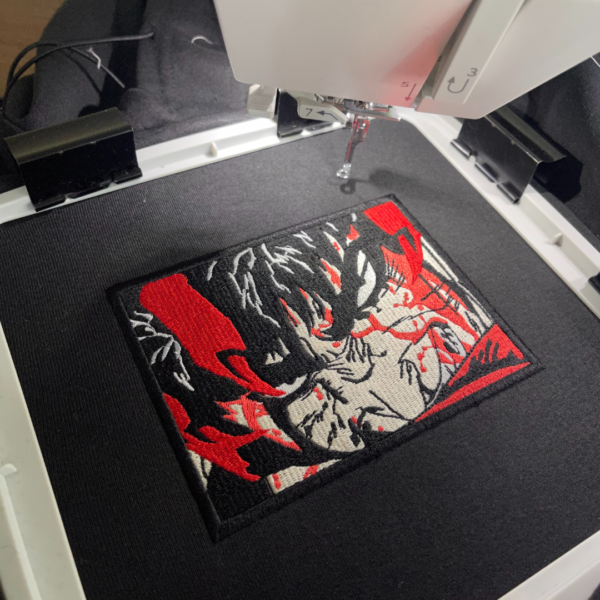 Berserk Blood Embroidery Design stitched by a customer