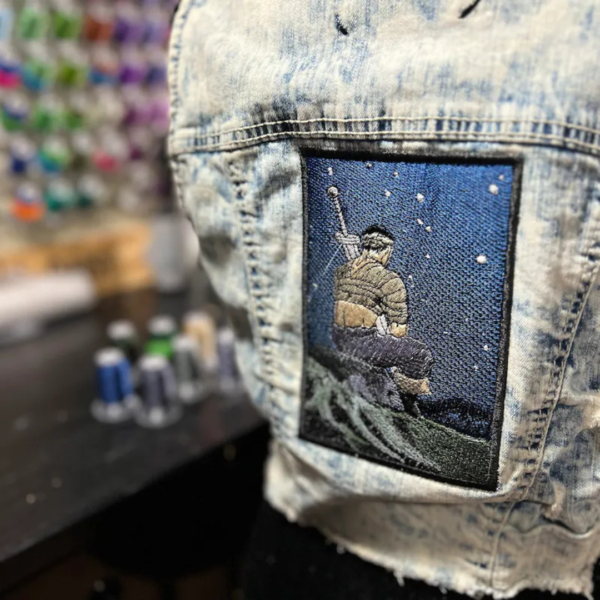 Berserk Guts Night Embroidery Design stitched by a customer