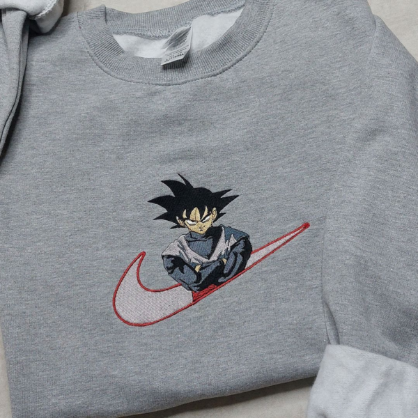 Black Goku Swoosh Embroidery Design stitched by a customer