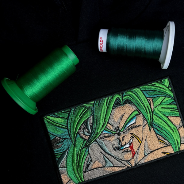 Broly Anime Embroidery Design stitched by a customer