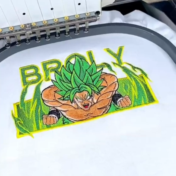 Broly Dragon Ball Embroidery Design stitched by a customer