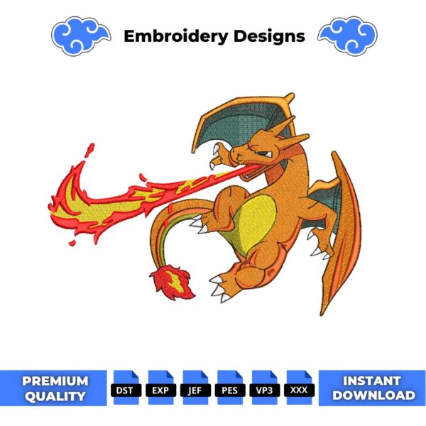 Charizard Embroidery Design