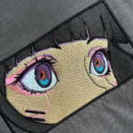 Cyberpunk Eyes Embroidery Design stitched by a customer