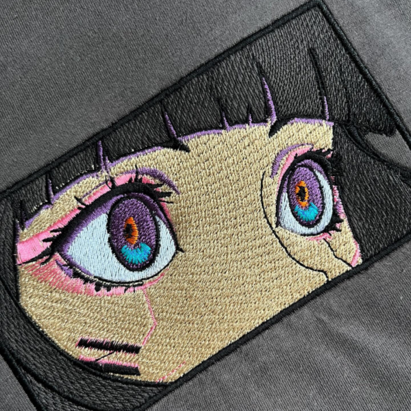 Cyberpunk Eyes Embroidery Design stitched by a customer
