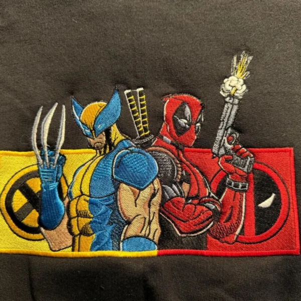 Deadpool and Wolverine Embroidery Design stitched by a customer