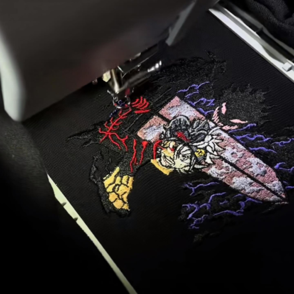 Demon Asta Embroidery Design stitched by a customer