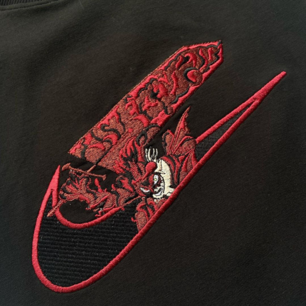 Demon Asta Swoosh Embroidery Design stitched by a customer