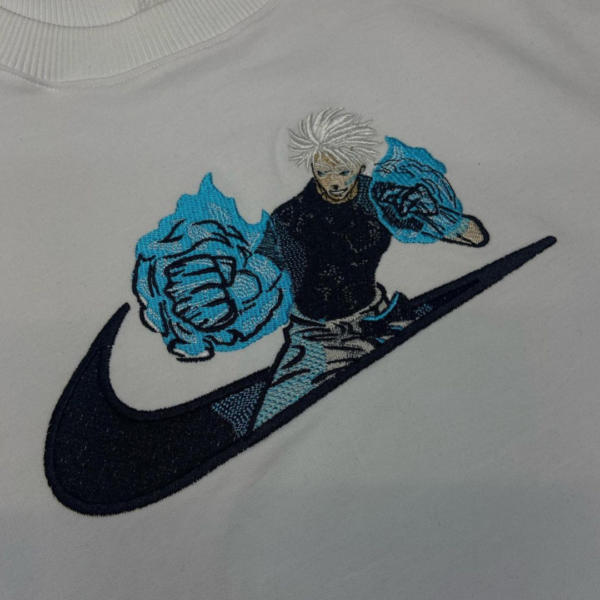 Gojo Swoosh Embroidery Design stitched by a customer