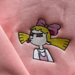 Hey Arnold and Helga Embroidery Design stitched by a customer
