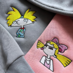 Hey Arnold and Helga Embroidery Design stitched by a customer