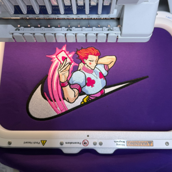 Hisoka Anime Embroidery Design stitched by a customer