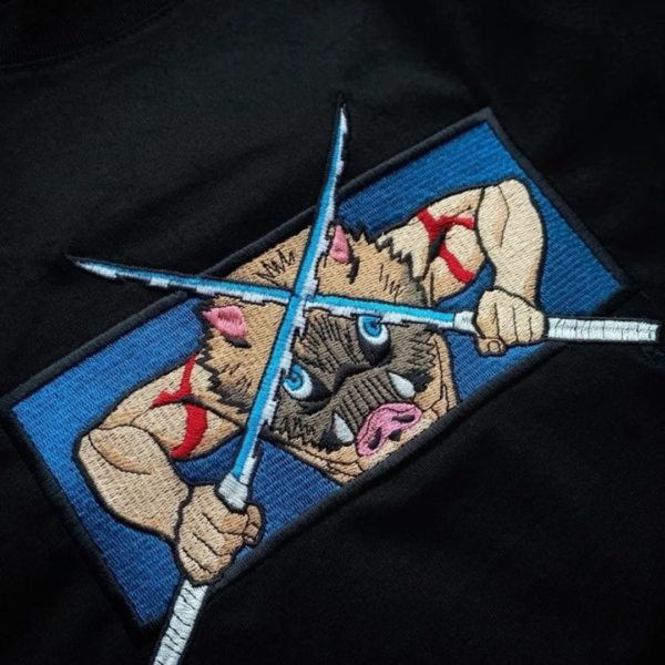 Inosuke Swords Boxed Embroidery Design stitched by a customer