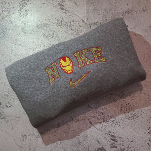 IronMan Swoosh Embroidery Design stitched by a customer