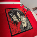 Itachi Red Embroidery Design stitched by a customer