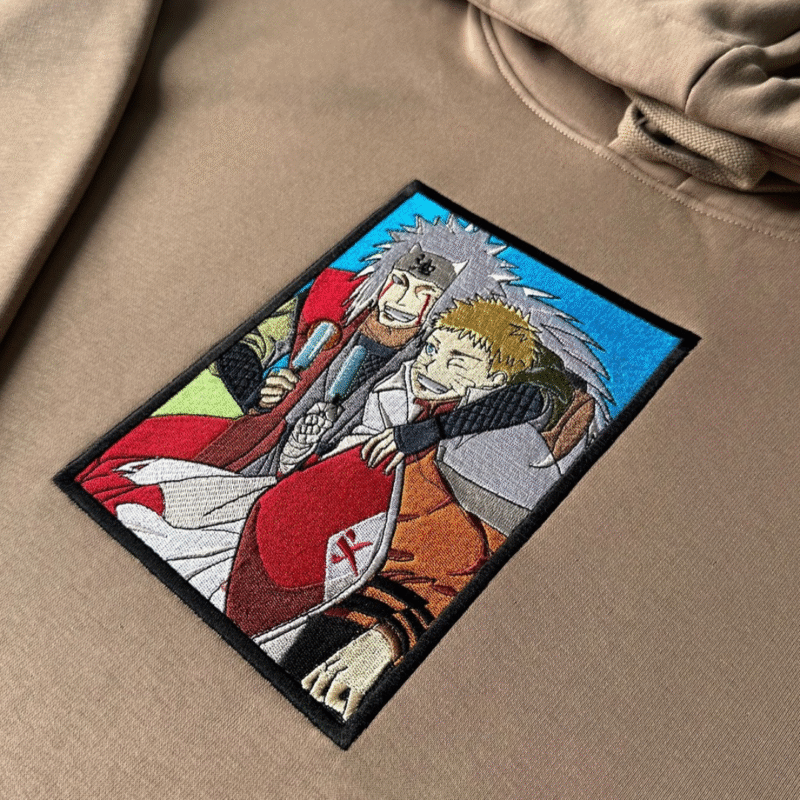 Matriz de bordado do Jiraiya e Naruto bordada por um cliente