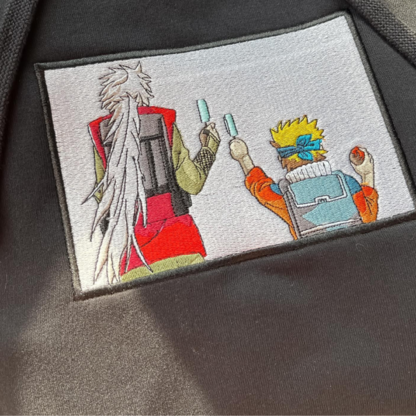 Jiraiya and Naruto Embroidery Design stitched by a customer