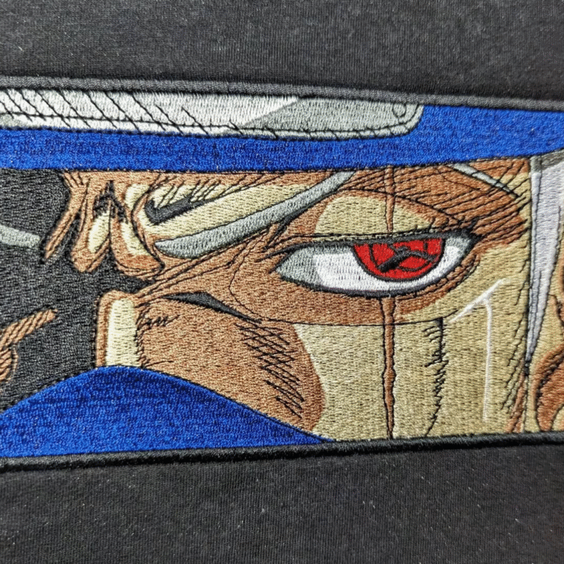 Kakashi Eyes Naruto Embroidery Design stitched by a customer