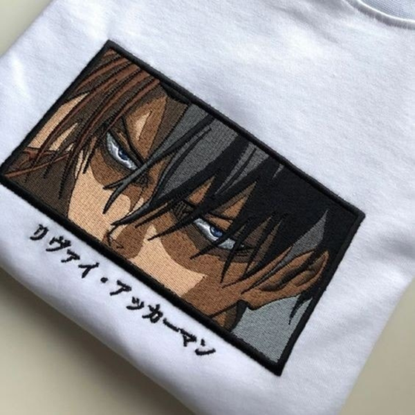 Levi Eyes Anime Embroidery Design stitched by a customer