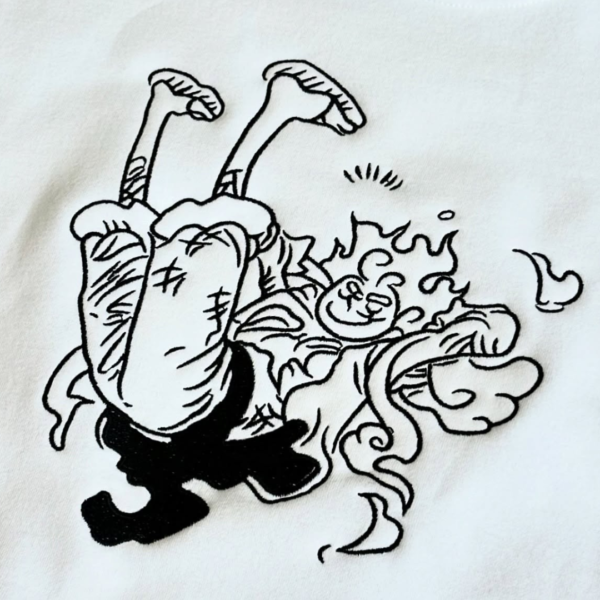 Luffy Gear 5 Laugh and Logo Embroidery Design stitched by a customer