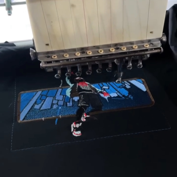 Miles Morales Boxed Embroidery Design stitched by a customer