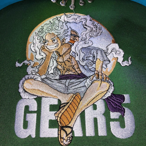 Monkey D Luffy Gear 5 Embroidery Design stitched by a customer