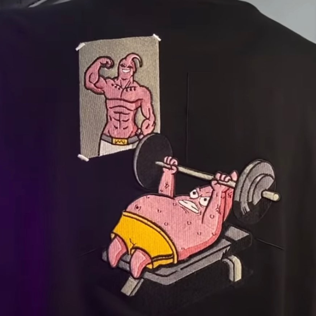 Patrick gym embroidery design stitched by a customer