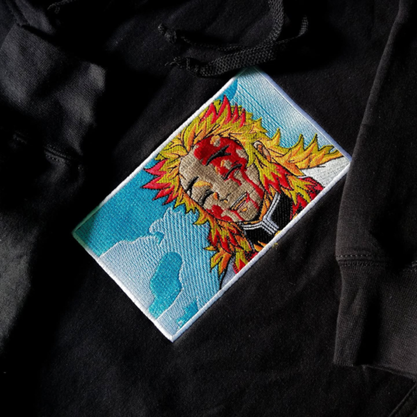 Rengoku Death Boxed Embroidery Design stitched by a customer