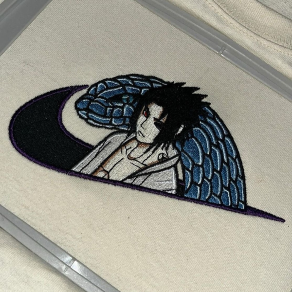 Sasuke Snake Embroidery Design stitched by a customer