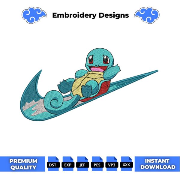 Squirtle Pokemon Embroidery Design