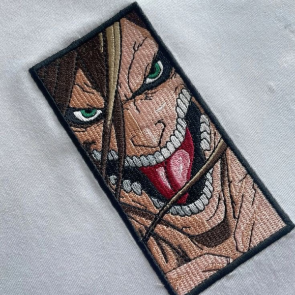 Titan Vertical Embroidery Design stitched by a customer