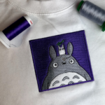 Totoro Boxed Embroidery Design stitched by a customer