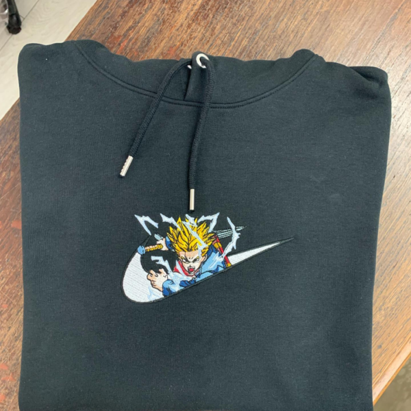 Trunks Swoosh Embroidery Design stitched by a customer