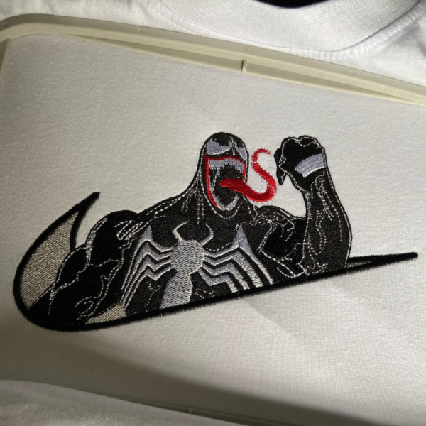 Venom Embroidery Design stitched by a customer