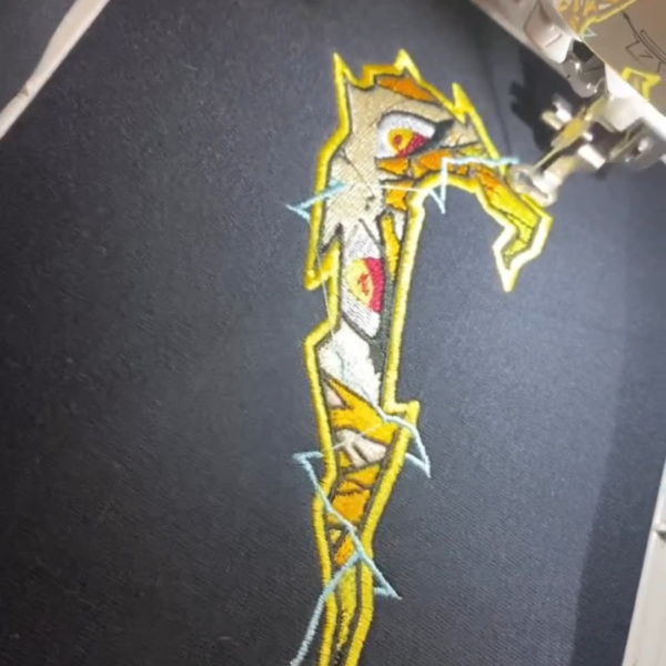 Zenitsu Eyes Swoosh Embroidery Design stitched by a customer