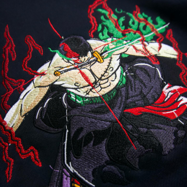 Zoro Roronoa and Logo Embroidery Design stitched by a customer