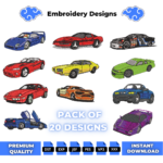 Bundle 20 Cars Embroidery Design