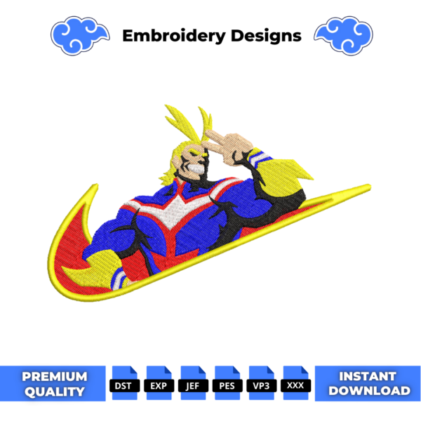 All Might Anime Embroidery Design